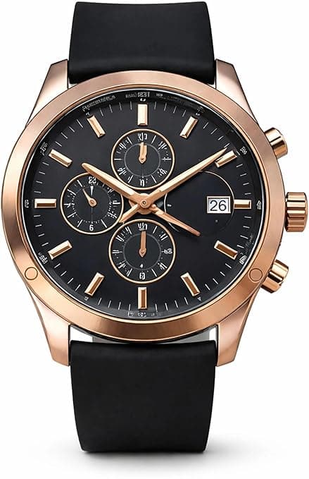 Daniel Radcliffe Men’s Analog Watch | Stylish Rose Gold & Black Dial Wrist Watch for Men | Chronograph Design, Premium Strap, Casual & Formal Watch