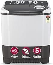LG 7 Kg 5 Star Wind Jet Dry Semi-Automatic Top Loading Washing Machine (P7020NGAZ, Dark Gray, Rat Away Feature)
