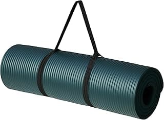 Amazon Basics 13mm Extra Thick NBR Yoga and Exercise Mat with Carrying Strap, Steel