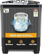 VW 7.5 kg 5 Star Aqua Spin Semi Automatic Top Load Washing Machine AquaSpin0075P (Black)