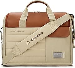 uppercase 14L Omega 03 Professional Laptop Messenger Bag | up to 15.6''| 3x More Water Resistant| Tablet Compartment| Multiple Organisers| Office Bag for Men & Women (Beige)