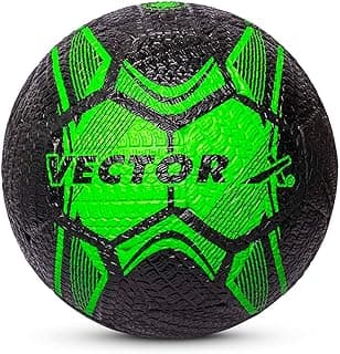 Vector X Street Soccer Rubber Moulded Indoor/Outdoor Water-Resistant Football with Butyl Bladder, Black-Green, Size 5, Suitable for Match and Training for Adults 15+ Years