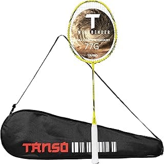 TANSO Windbender Full Graphite Ultra Light Weight Carbon Fibre Strung Badminton Racket (32 Lbs Tension, 680 mm Long, 77 Grams, Strung with Premium Strings and Full Racquet Cover)