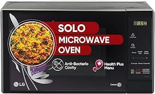 LG 20 L Solo Microwave Oven (MS2043BP, Black, Health plus Menu, I-Wave Technology, Indian Cuisine, Even Reheat & Defrost, Auto Cook Menu, Anti-Bacterial Cavity & Steam Clean)