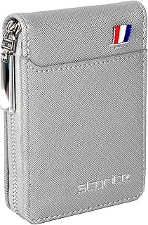 Storite PU Leather 9 Slot Vertical Credit Debit Card Holder Money Wallet Zipper Coin Purse for Men Women (Grey - 11.5 x 2 x 8 Cm)
