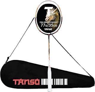 TANSO Wild Fire Full Graphite Ultra Light Weight Carbon Fibre Strung Badminton Racket (35 Lbs Tension,6.5mm ultra slim shaft, 77 Grams, Strung with premium strings and full racquet cover) (Aggressive)