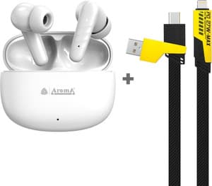 Aroma Combo 13 - NB126 Berry Upto 60H* TWS + UC720, 4in1 65W Fast Charging Cable Bluetooth Price in India - Buy Aroma Combo 13 - NB126 Berry Upto 60H* TWS + UC720, 4in1 65W Fast Charging Cable Bluetooth Online - Aroma : Flipkart.com